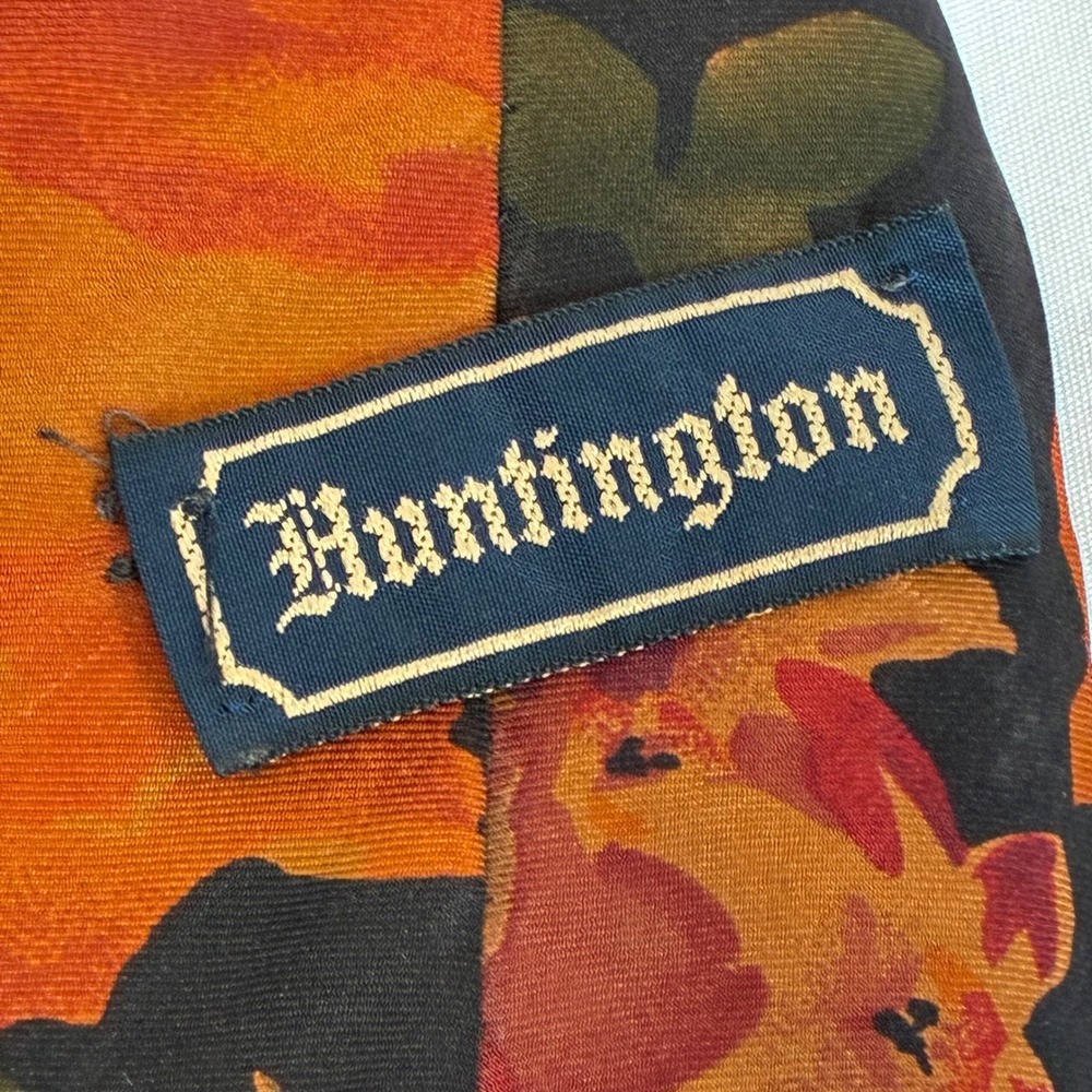 Huntington Necktie Large Dark Floral Silk Italian Fabric Hand Made Fall Wedding